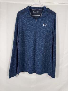 Under Armour Men's HeatGear Fitted 1/2 Zip Long Sleeve Pullover Blue Marl Size L